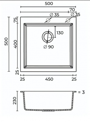 Кухонная мойка MILANI VB500*500